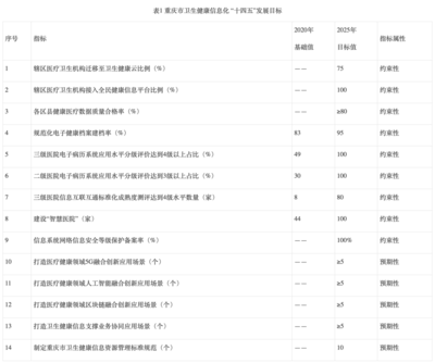 &ldquo;十四五&rdquo; 卫生健康信息化怎么建?重庆确定了这些&ldquo;KPI&rdquo;